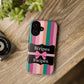 Phone Case iPhone 16/15/14 - Green/Pink/Peach Stripes & Swipes Tough Case
