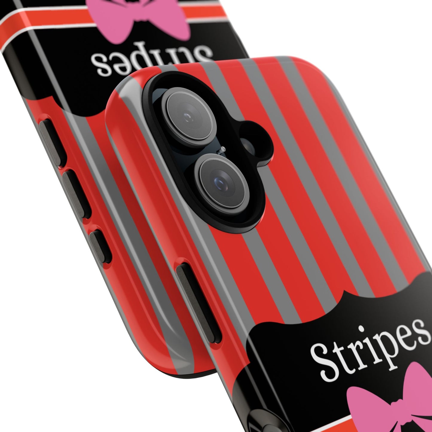 Phone Case iPhone 16/15/14 - Red/Gray Stripes & Swipes Tough Case