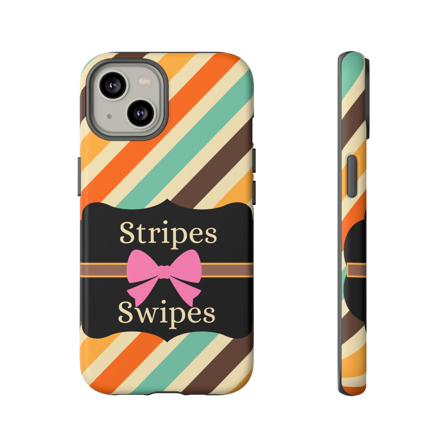 Phone Case iPhone 16/15/14 - Diagonal Retro Stripes & Swipes Tough Case