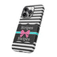 Phone Case iPhone 16/15/14 - Black/White/Blue Stripes & Swipes Tough Case