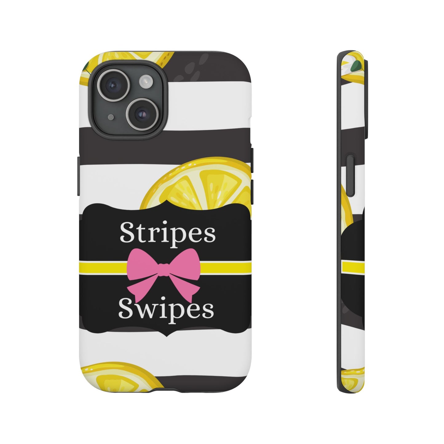 Phone Case iPhone 16/15/14 - Lemony Stripes & Swipes Tough Case