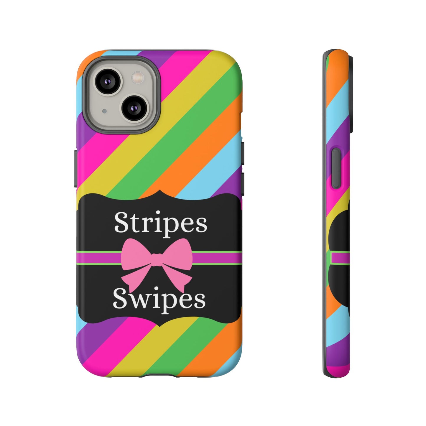 Phone Case iPhone 16/15/14 - Diagonal Vivid Stripes & Swipes Tough Case