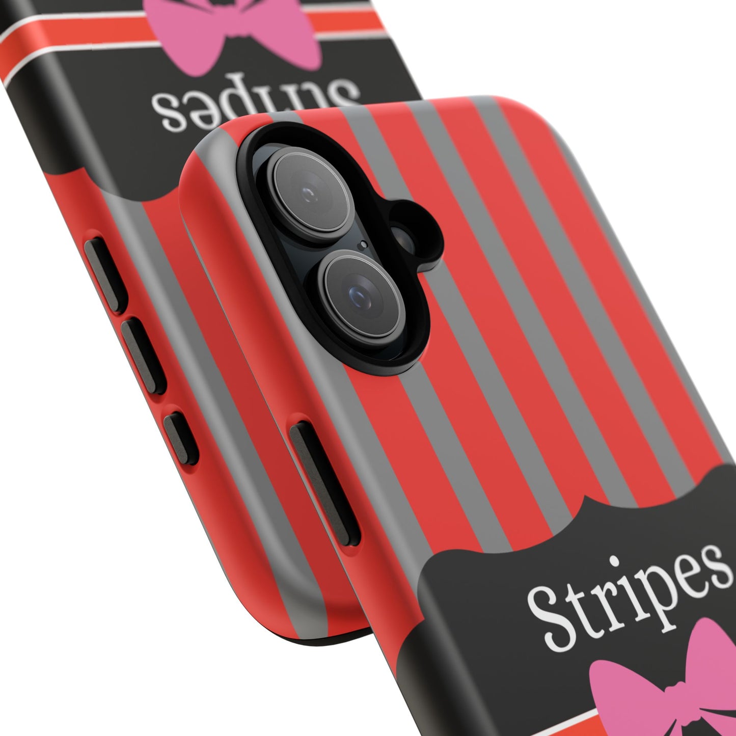 Phone Case iPhone 16/15/14 - Red/Gray Stripes & Swipes Tough Case