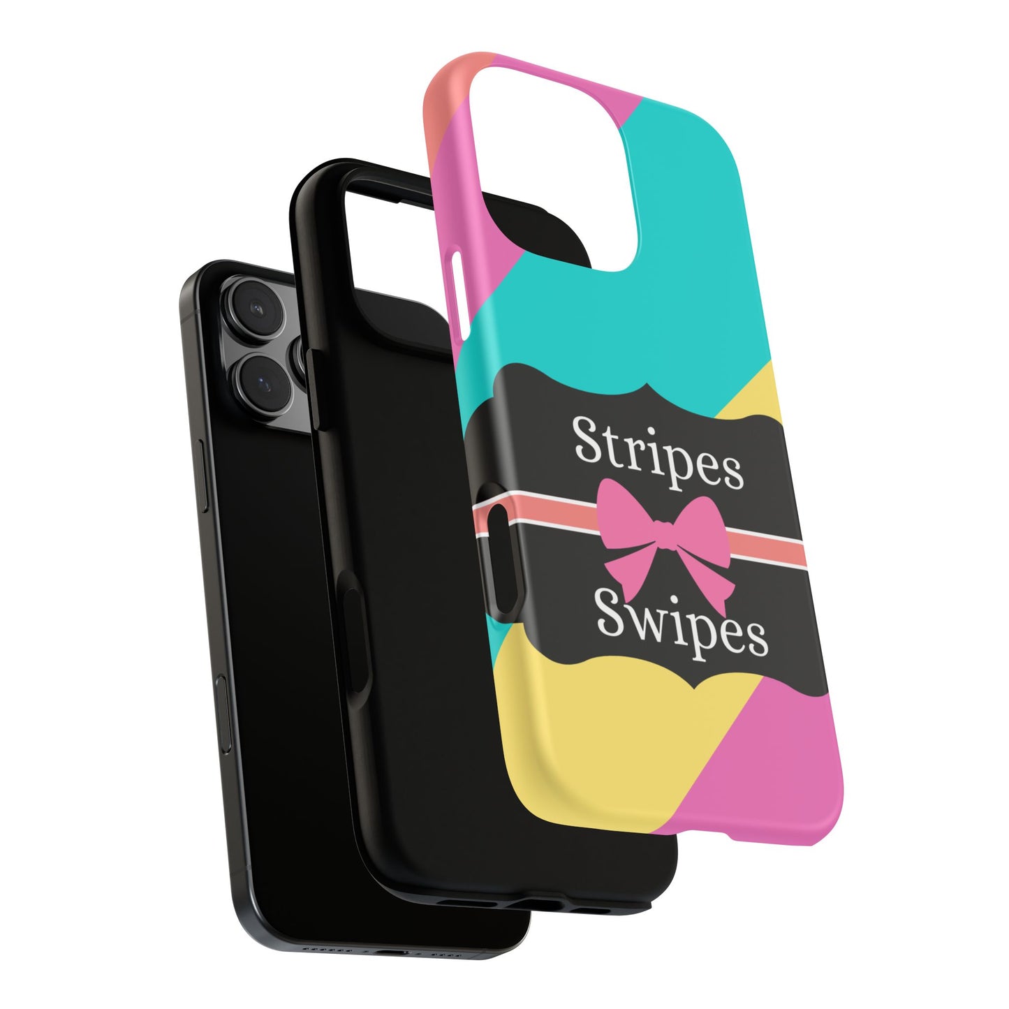 Phone Case iPhone 16/15/14 - Cotton Candy Stripes & Swipes Tough Case