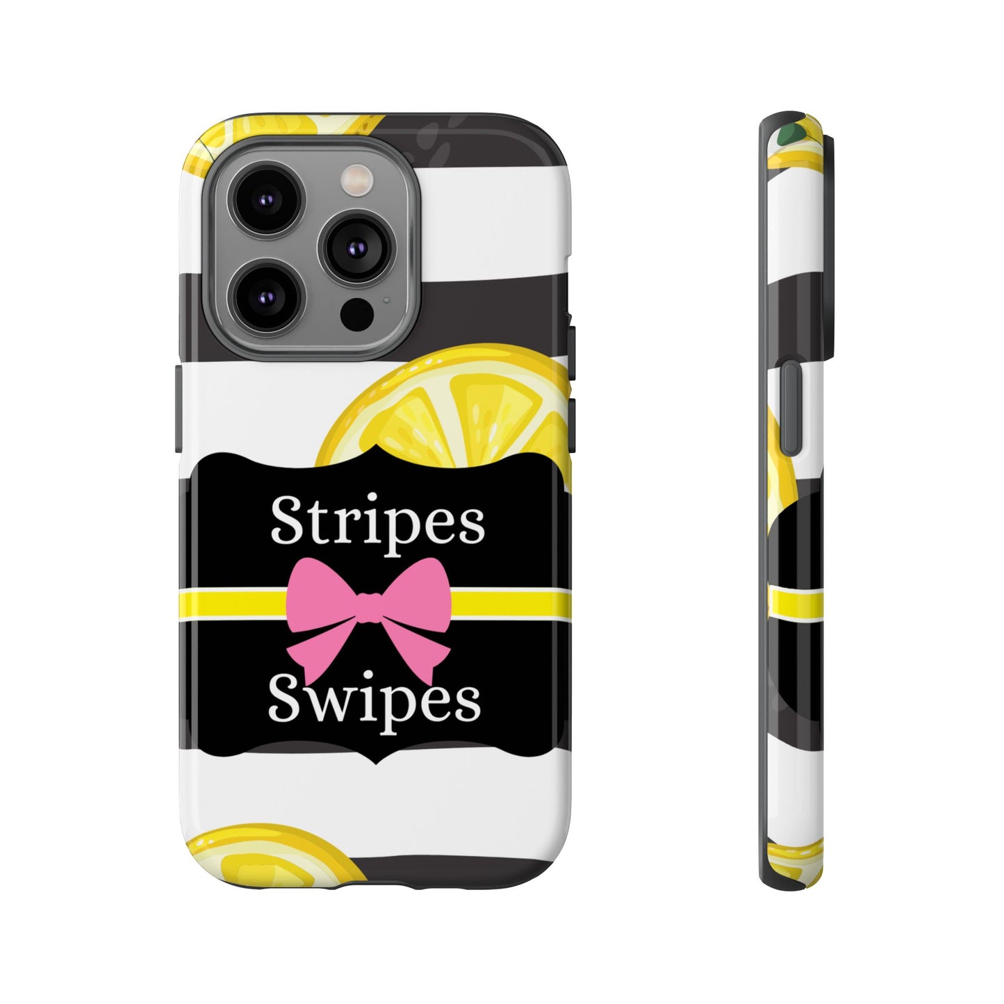 Phone Case iPhone 16/15/14 - Lemony Stripes & Swipes Tough Case