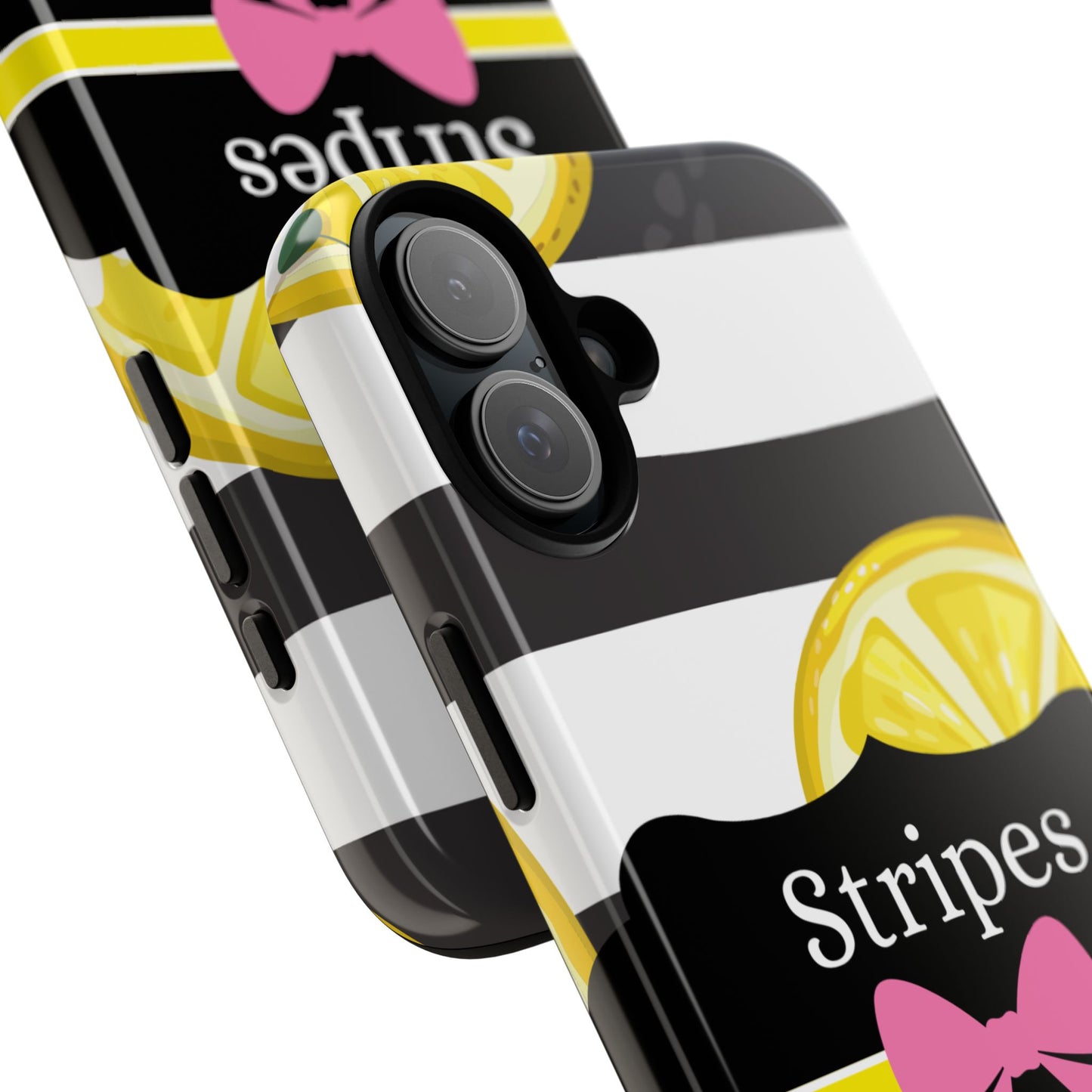 Phone Case iPhone 16/15/14 - Lemony Stripes & Swipes Tough Case