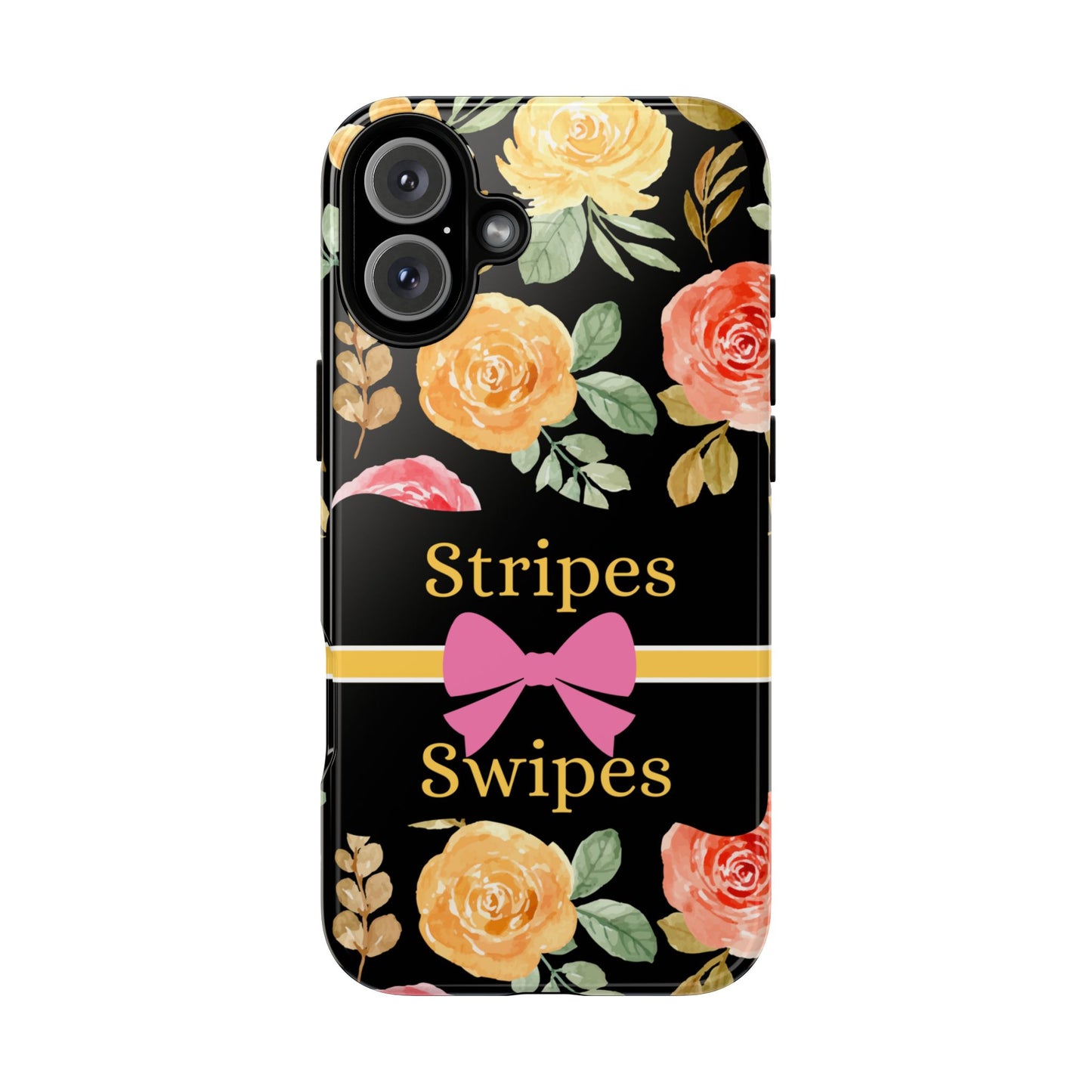 Phone Case iPhone 16/15/14 - Flowers Stripes & Swipes Tough Case