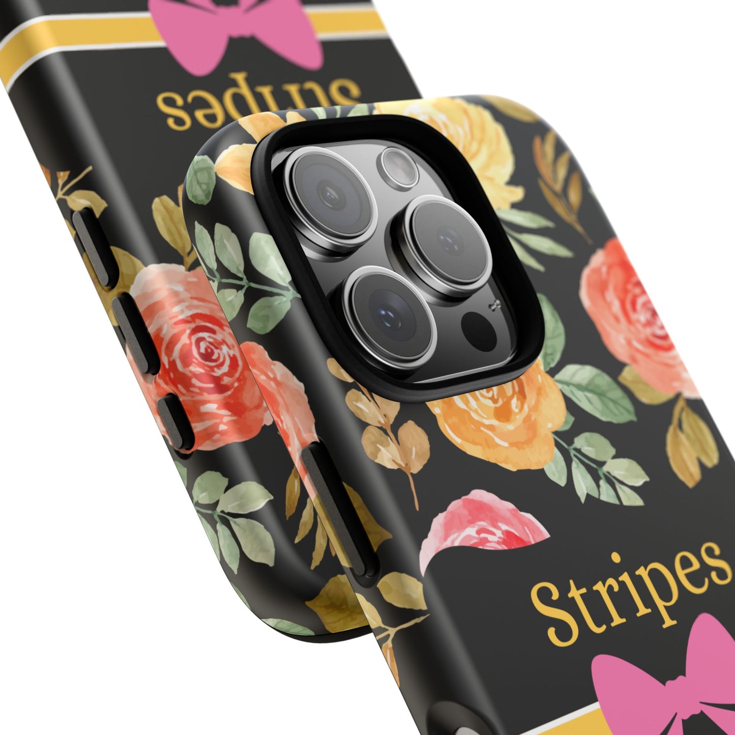 Phone Case iPhone 16/15/14 - Flowers Stripes & Swipes Tough Case