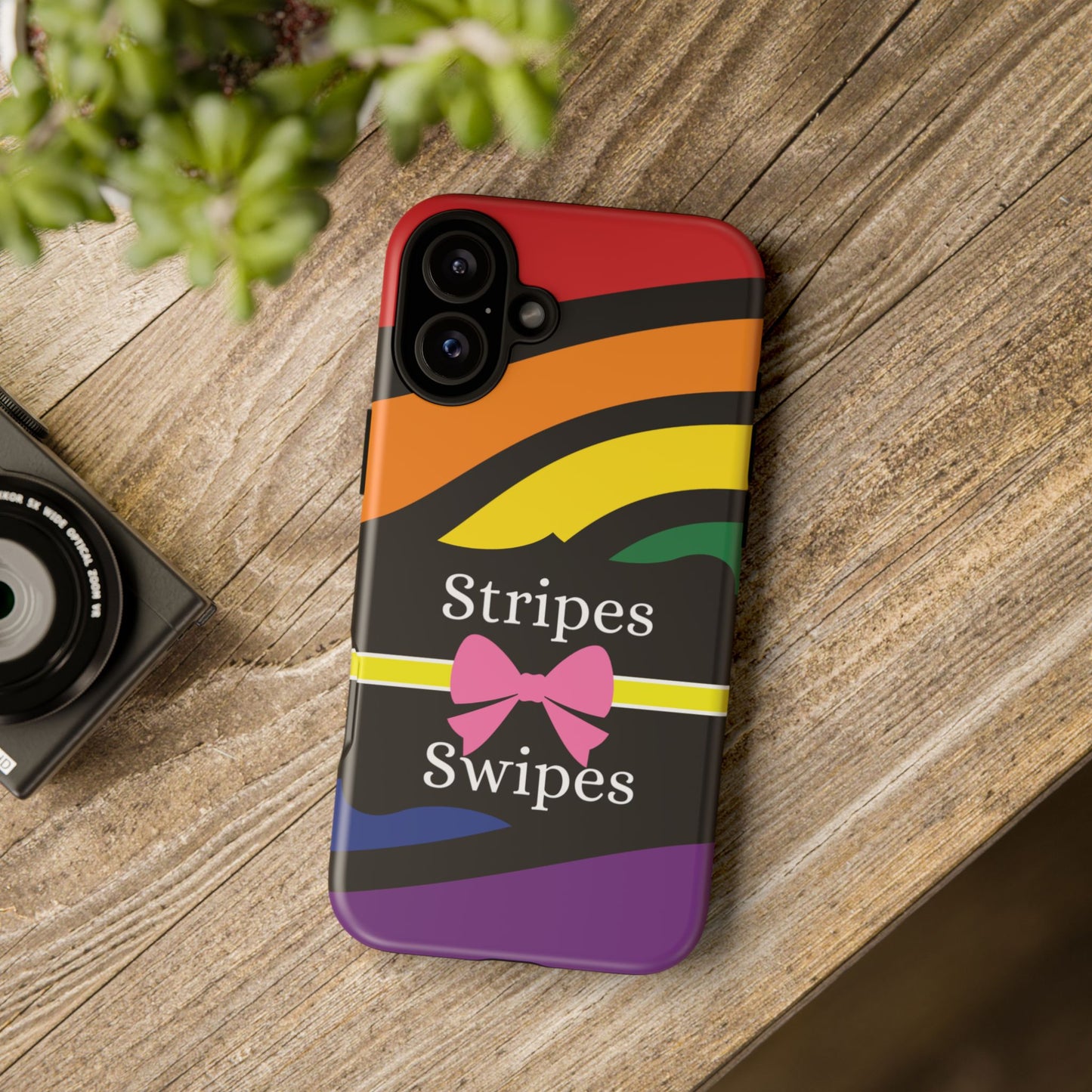 Phone Case iPhone 16/15/14 - Wavy Vivid Stripes & Swipes Tough Case