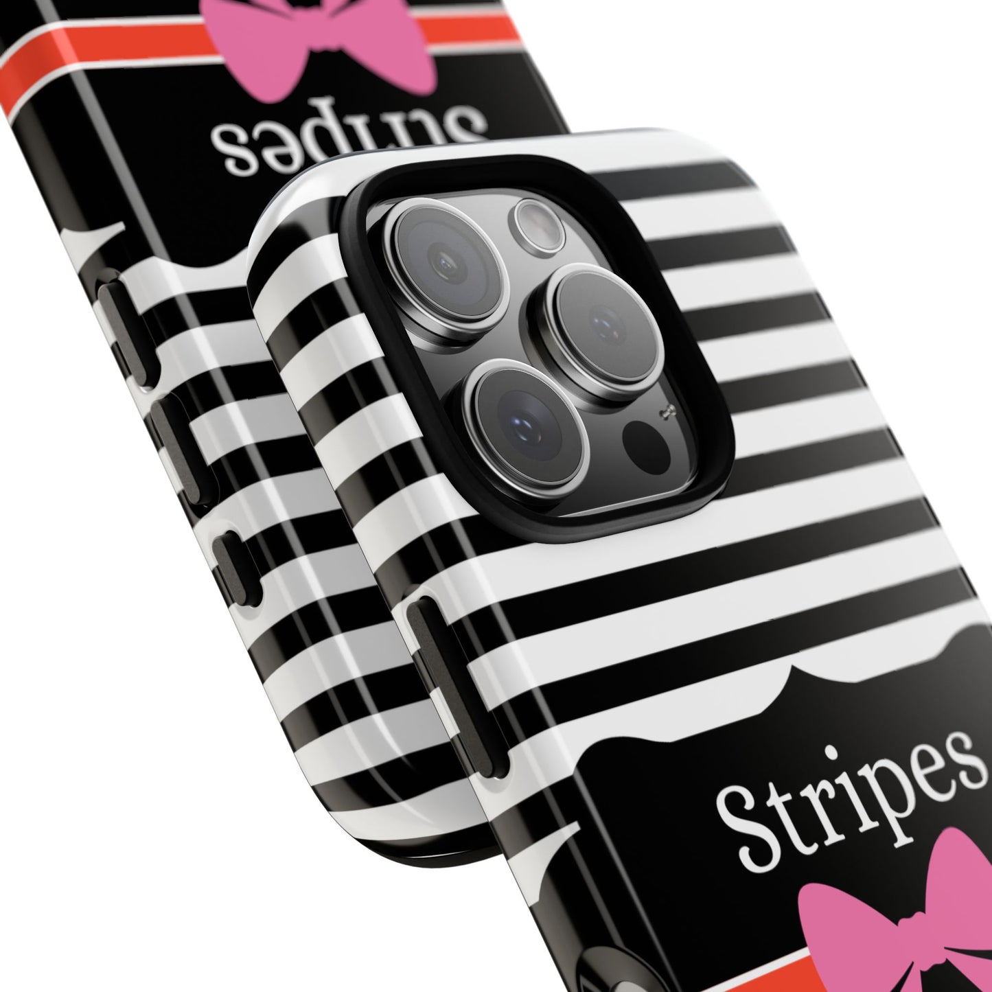 Phone Case iPhone 16/15/14 -Black/White/Red Stripes & Swipes Tough Case