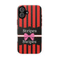 Phone Case iPhone 16/15/14 - Red/Black/White Stripes & Swipes Tough Case