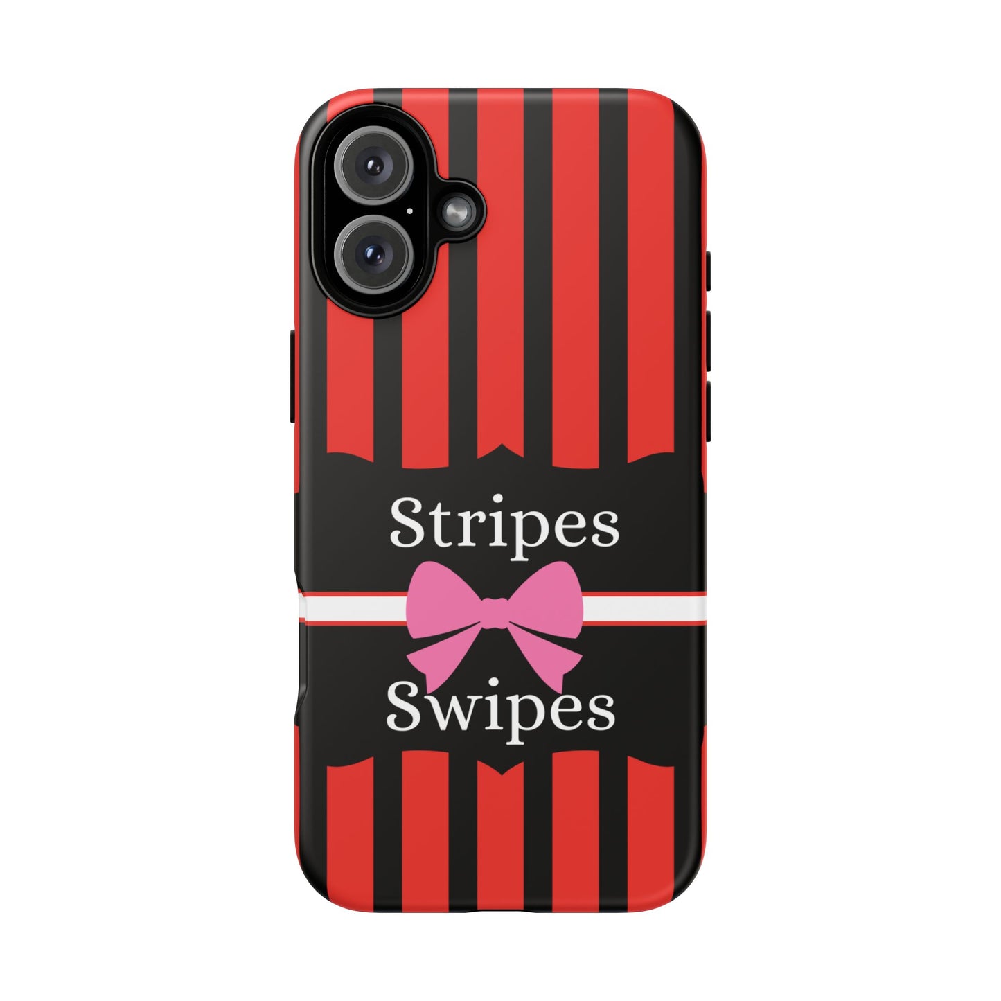 Phone Case iPhone 16/15/14 - Red/Black/White Stripes & Swipes Tough Case