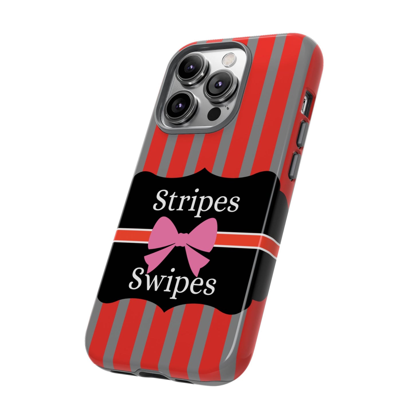 Phone Case iPhone 16/15/14 - Red/Gray Stripes & Swipes Tough Case