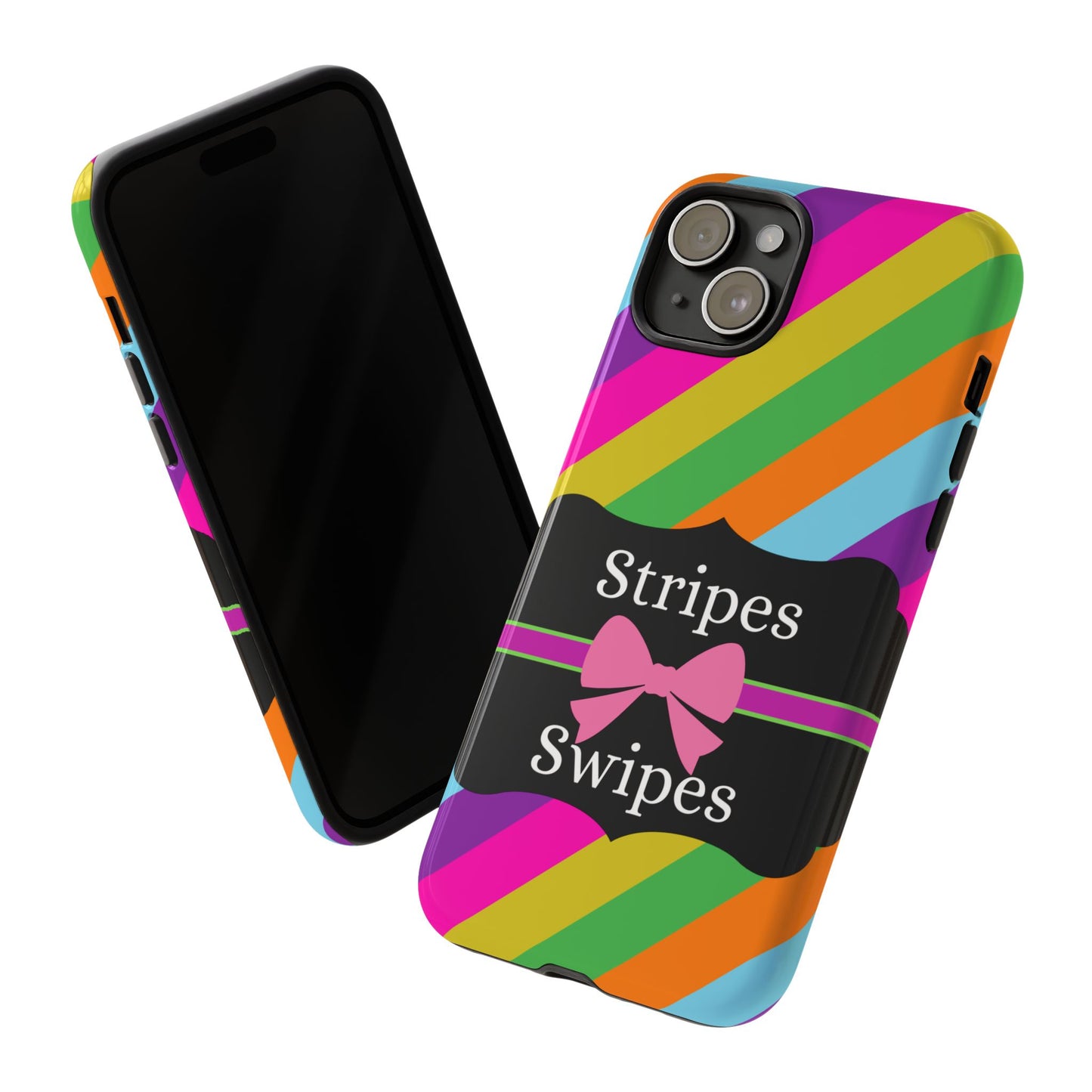 Phone Case iPhone 16/15/14 - Diagonal Vivid Stripes & Swipes Tough Case