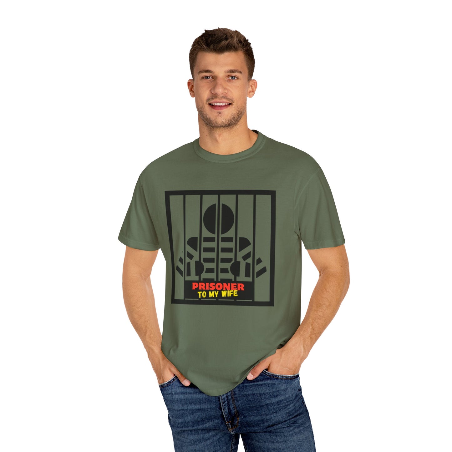 T-Shirt with 'Prisoner to My Wife' Design