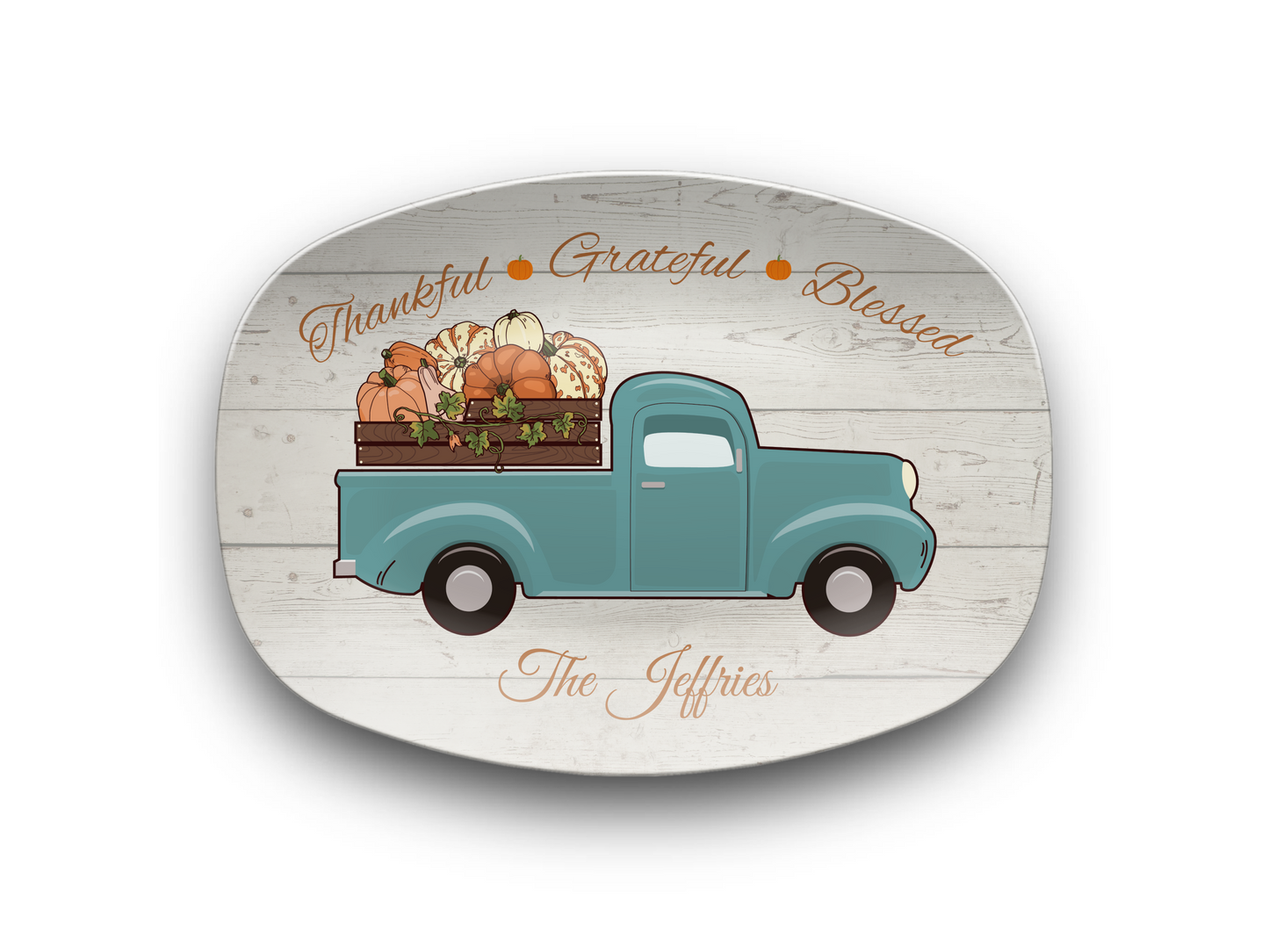 Thankful • Grateful • Blessed Personalized Thanksgiving Platter 10in x 14in