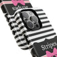 Phone Case iPhone 16/15/14 - Black/White/Pink Stripes & Swipes Tough Case