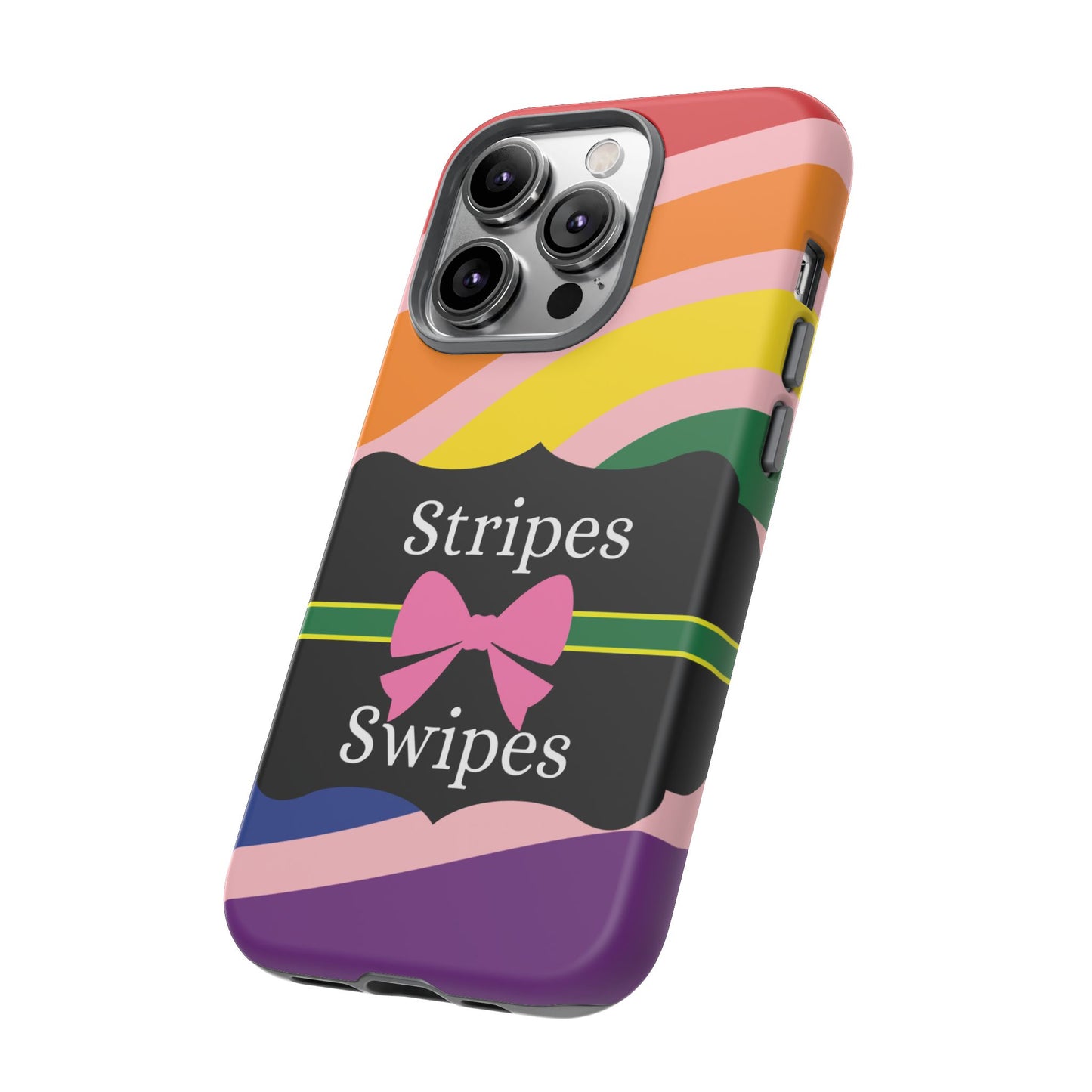 Phone Case iPhone 16/15/14 - Wavy Vivid/Pink Stripes & Swipes Tough Case