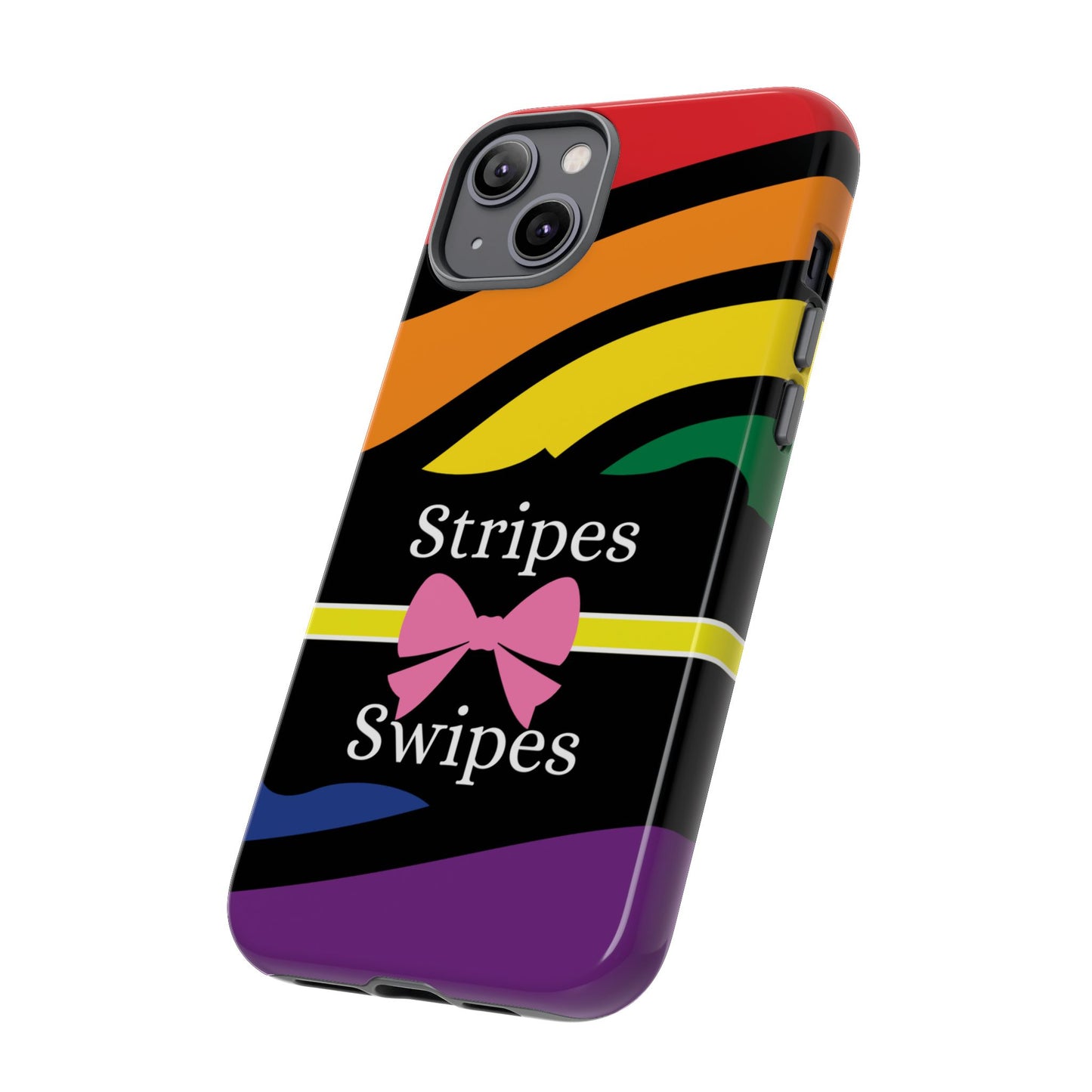 Phone Case iPhone 16/15/14 - Wavy Vivid Stripes & Swipes Tough Case