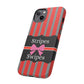 Phone Case iPhone 16/15/14 - Red/Gray Stripes & Swipes Tough Case