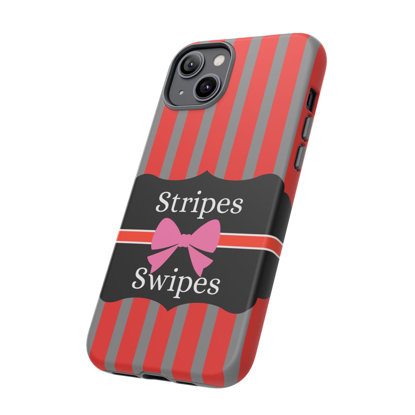 Phone Case iPhone 16/15/14 - Red/Gray Stripes & Swipes Tough Case