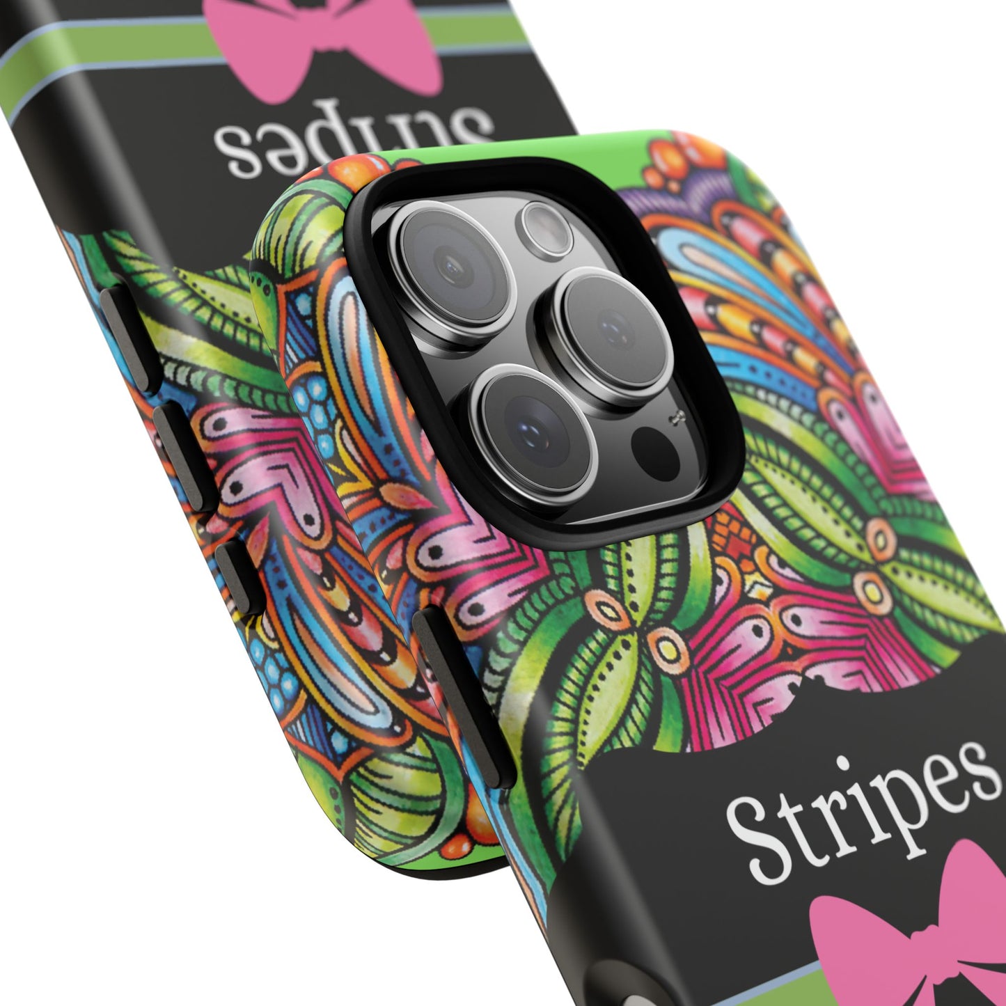 Phone Case iPhone 16/15/14 - Flower Child Stripes & Swipes Tough Case