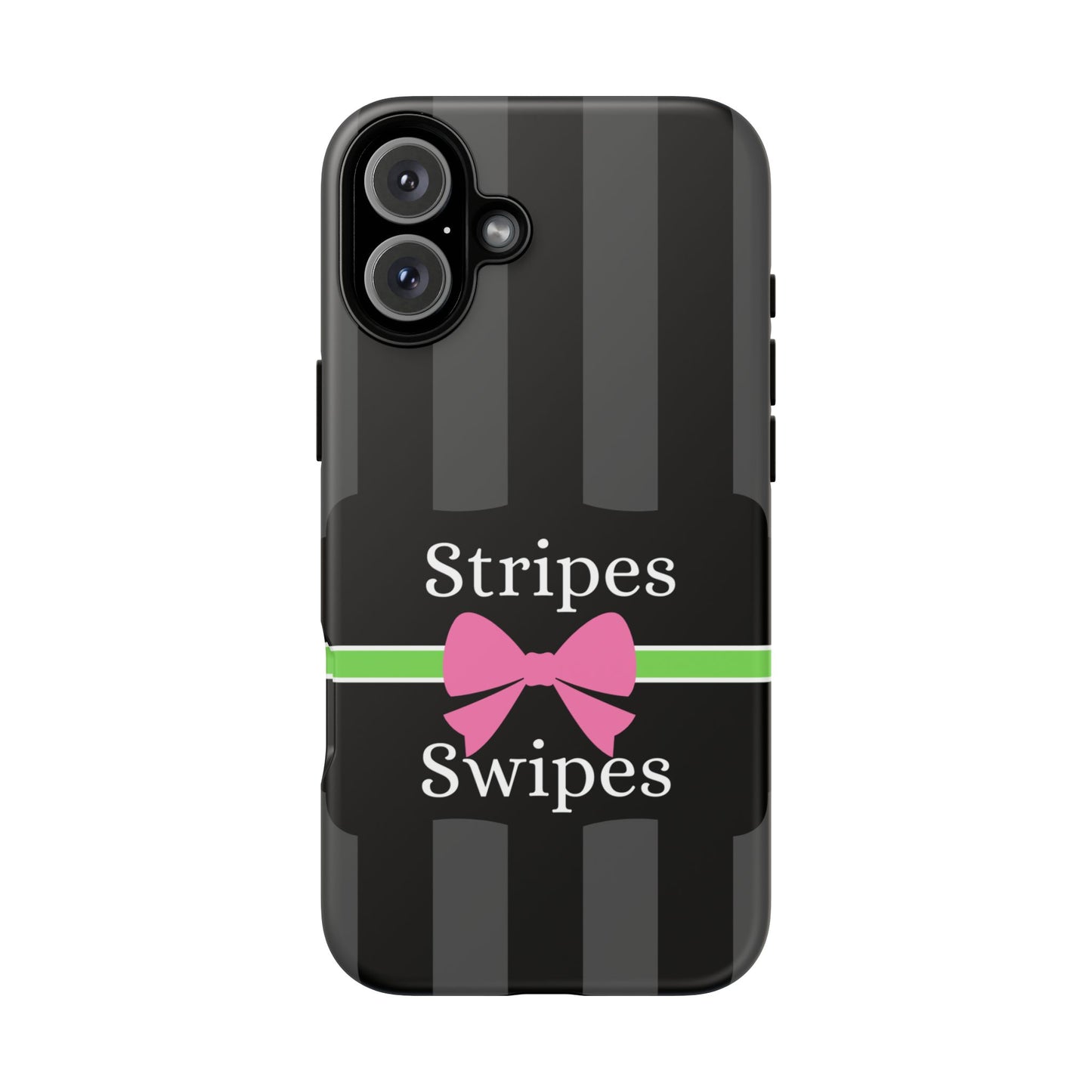 Phone Case iPhone 16/15/14 - Gray/Pink Stripes & Swipes Tough Case