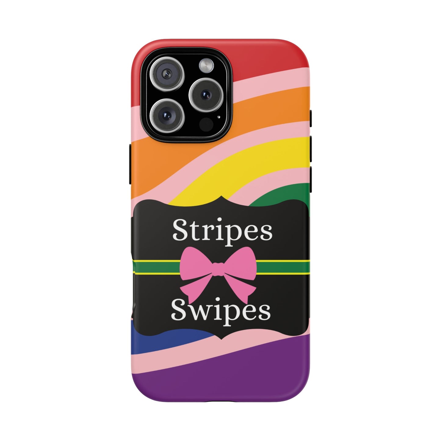 Phone Case iPhone 16/15/14 - Wavy Vivid/Pink Stripes & Swipes Tough Case