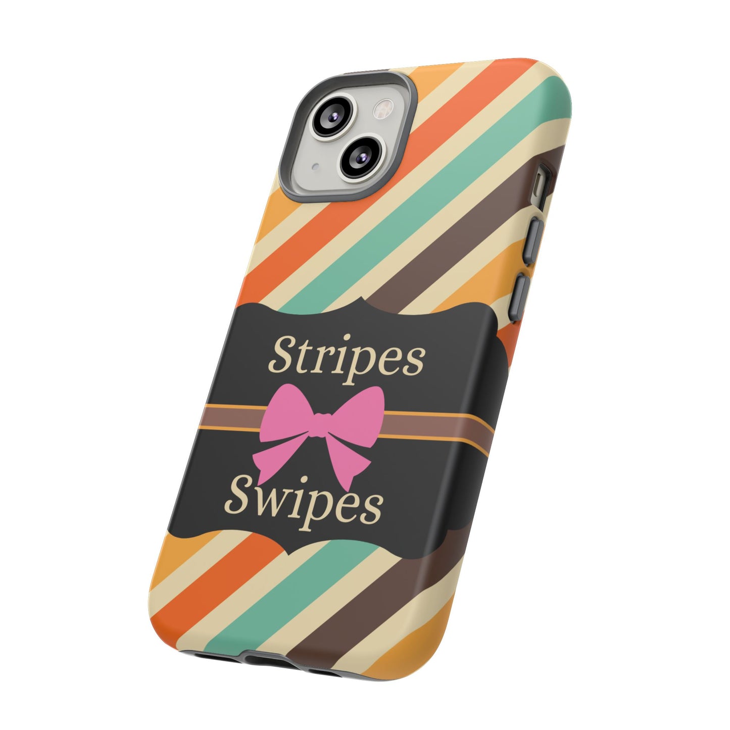 Phone Case iPhone 16/15/14 - Diagonal Retro Stripes & Swipes Tough Case