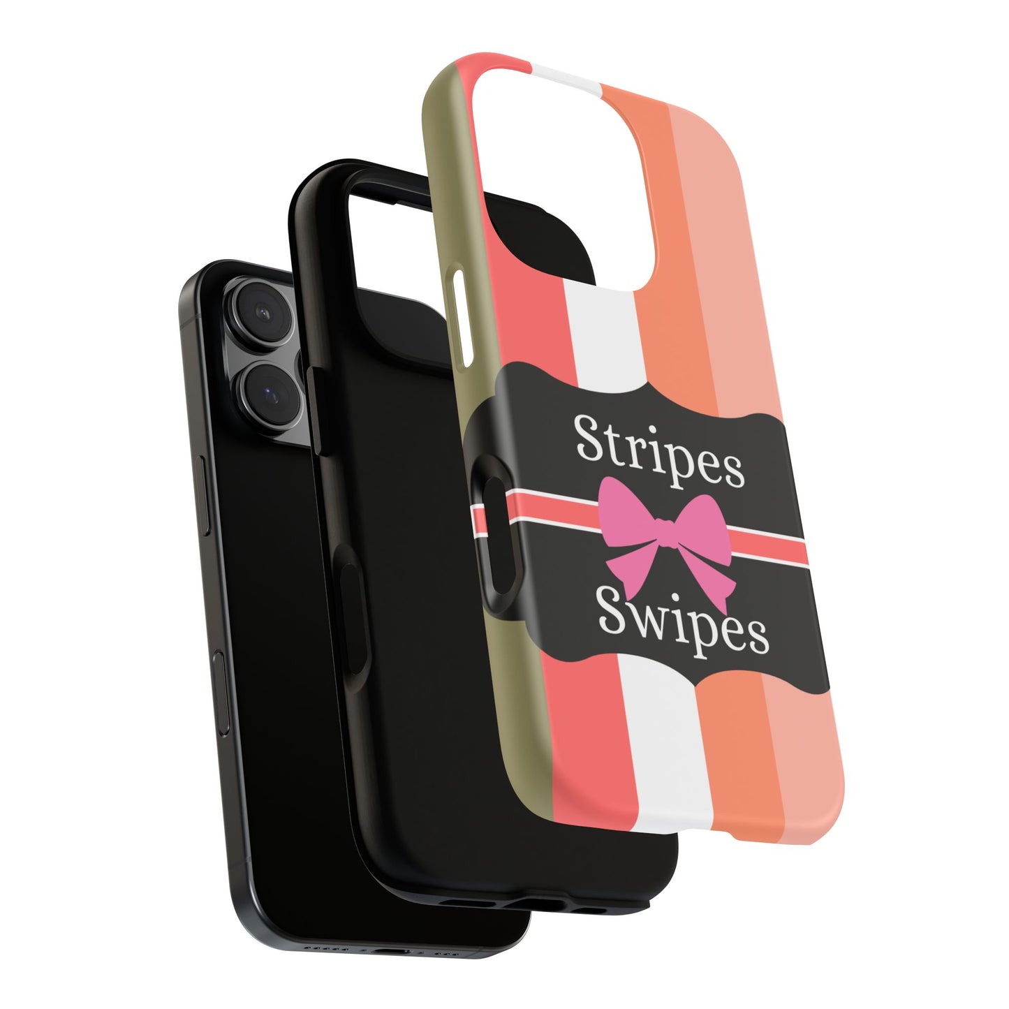 Phone Case iPhone 16/15/14 - Peachy Stripes & Swipes Tough Case