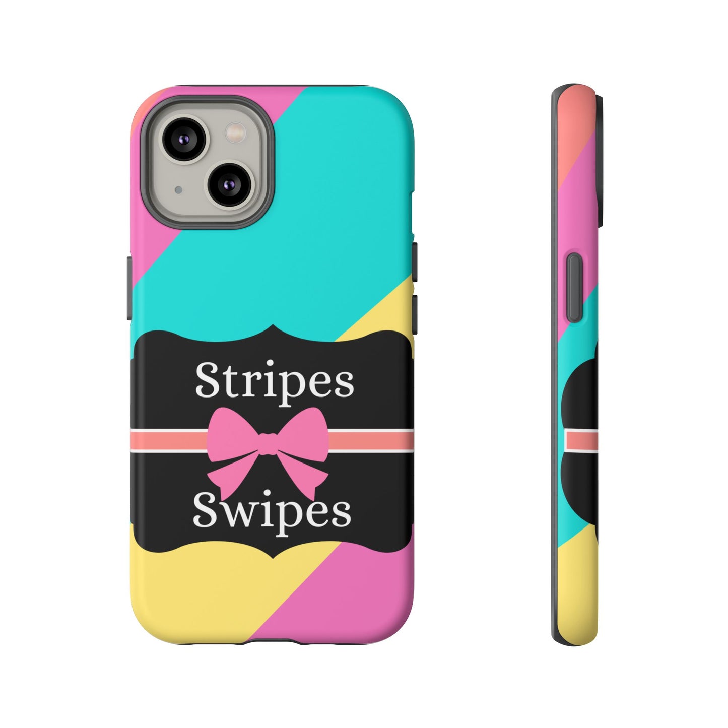 Phone Case iPhone 16/15/14 - Cotton Candy Stripes & Swipes Tough Case