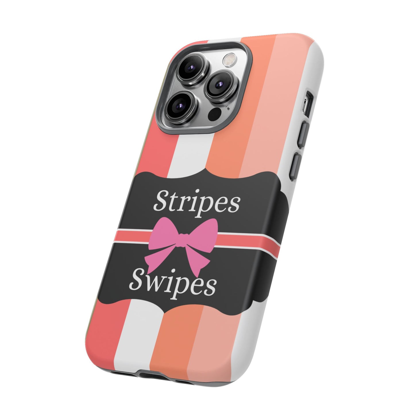 Phone Case iPhone 16/15/14 - Peachy Stripes & Swipes Tough Case