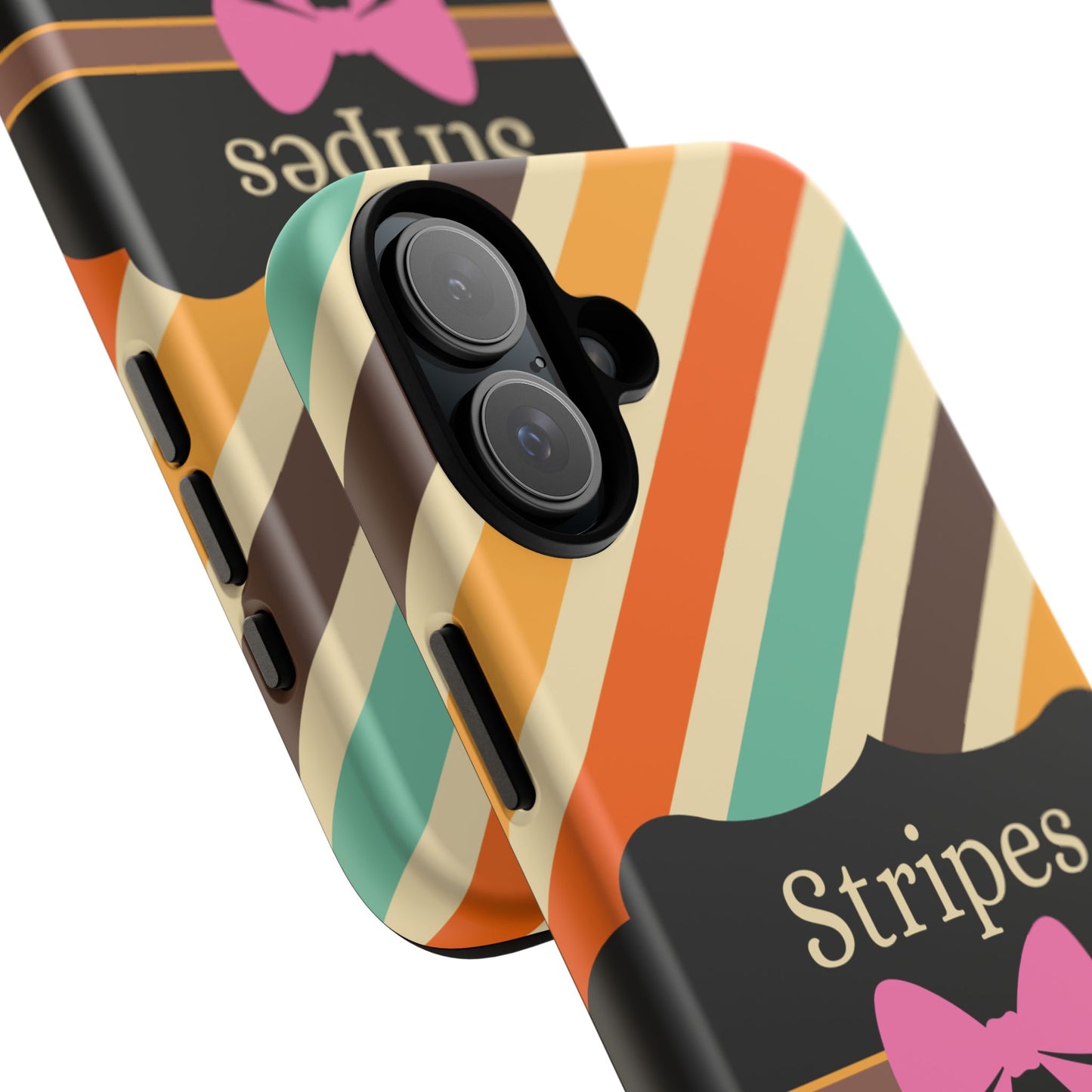 Phone Case iPhone 16/15/14 - Diagonal Retro Stripes & Swipes Tough Case