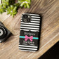 Phone Case iPhone 16/15/14 - Black/White/Blue Stripes & Swipes Tough Case