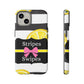 Phone Case iPhone 16/15/14 - Lemony Stripes & Swipes Tough Case