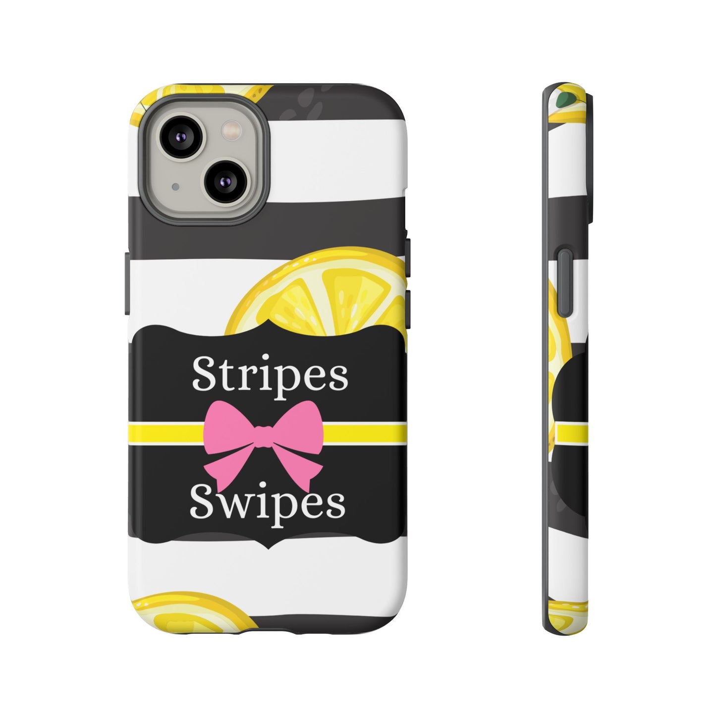 Phone Case iPhone 16/15/14 - Lemony Stripes & Swipes Tough Case