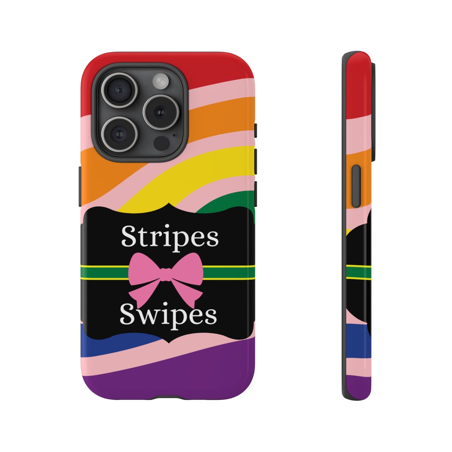 Phone Case iPhone 16/15/14 - Wavy Vivid/Pink Stripes & Swipes Tough Case