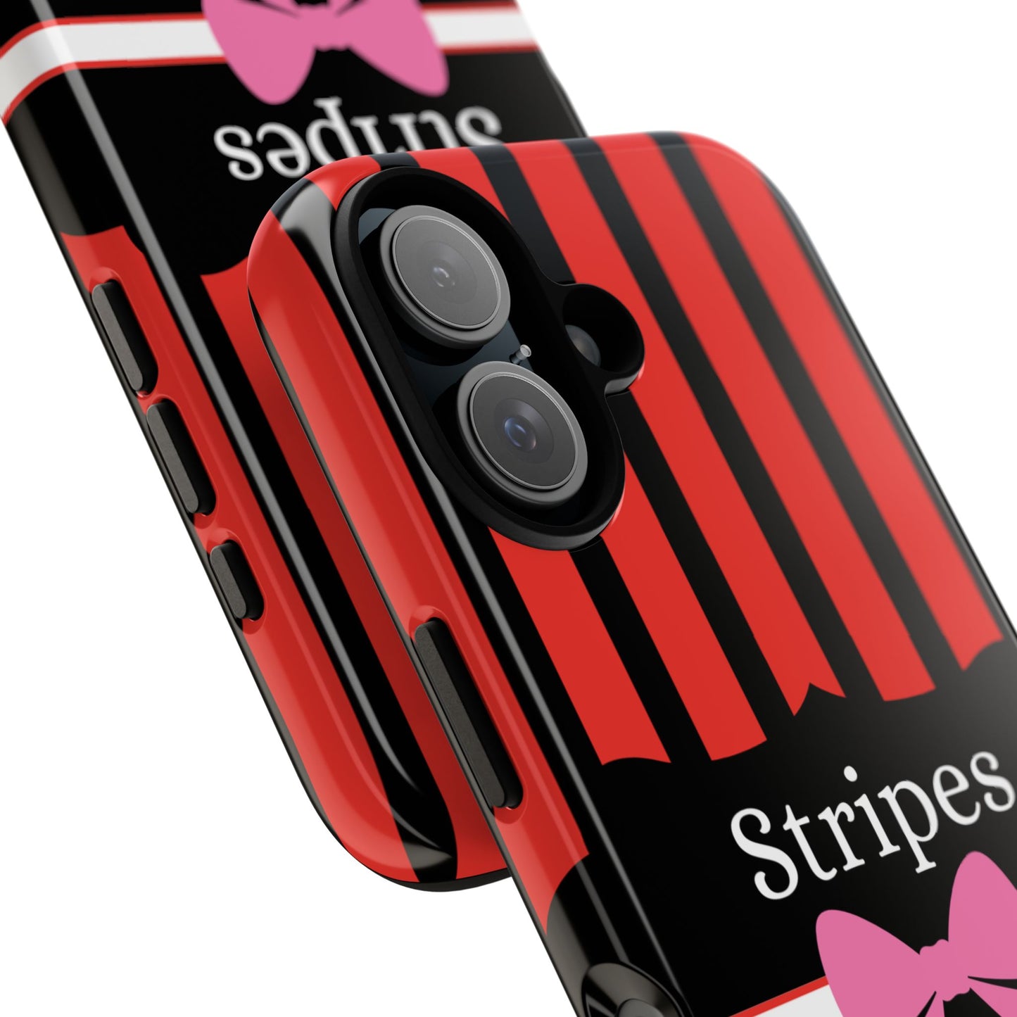 Phone Case iPhone 16/15/14 - Red/Black/White Stripes & Swipes Tough Case