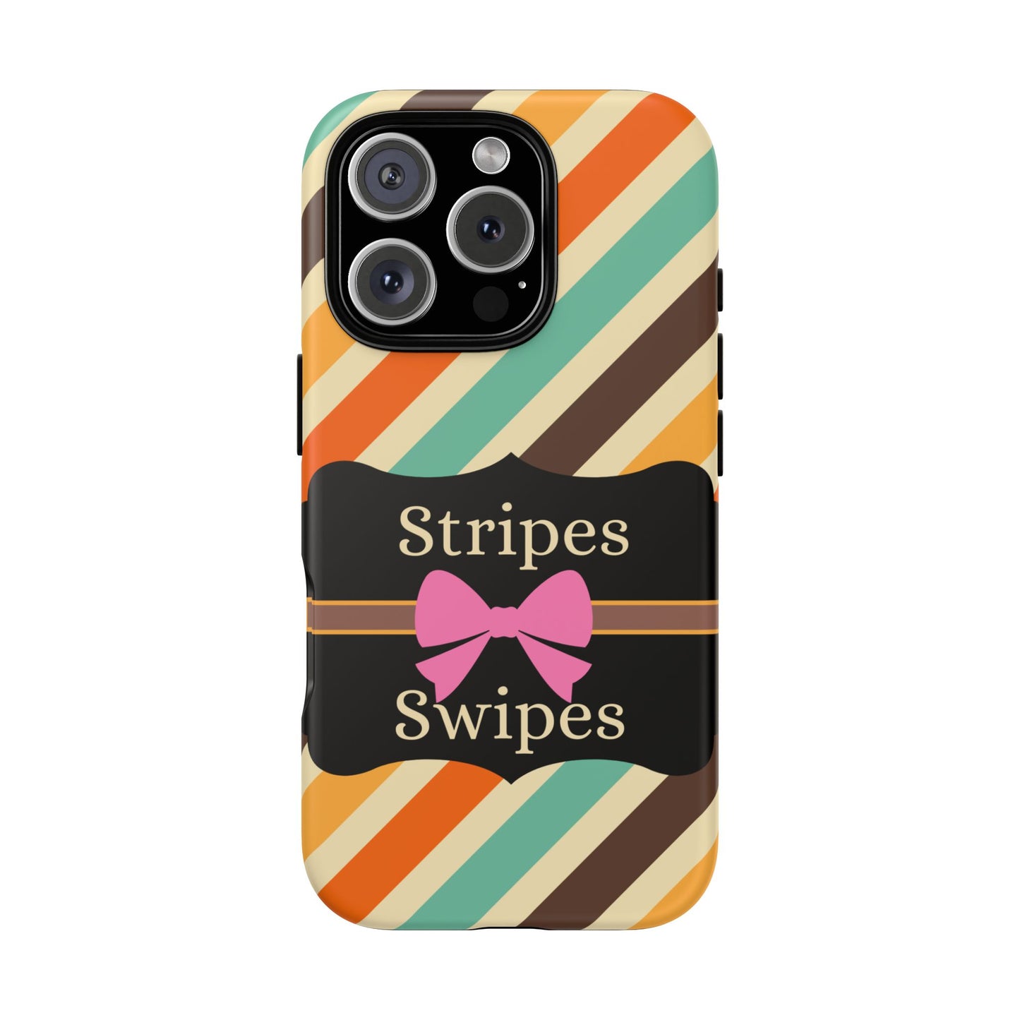 Phone Case iPhone 16/15/14 - Diagonal Retro Stripes & Swipes Tough Case