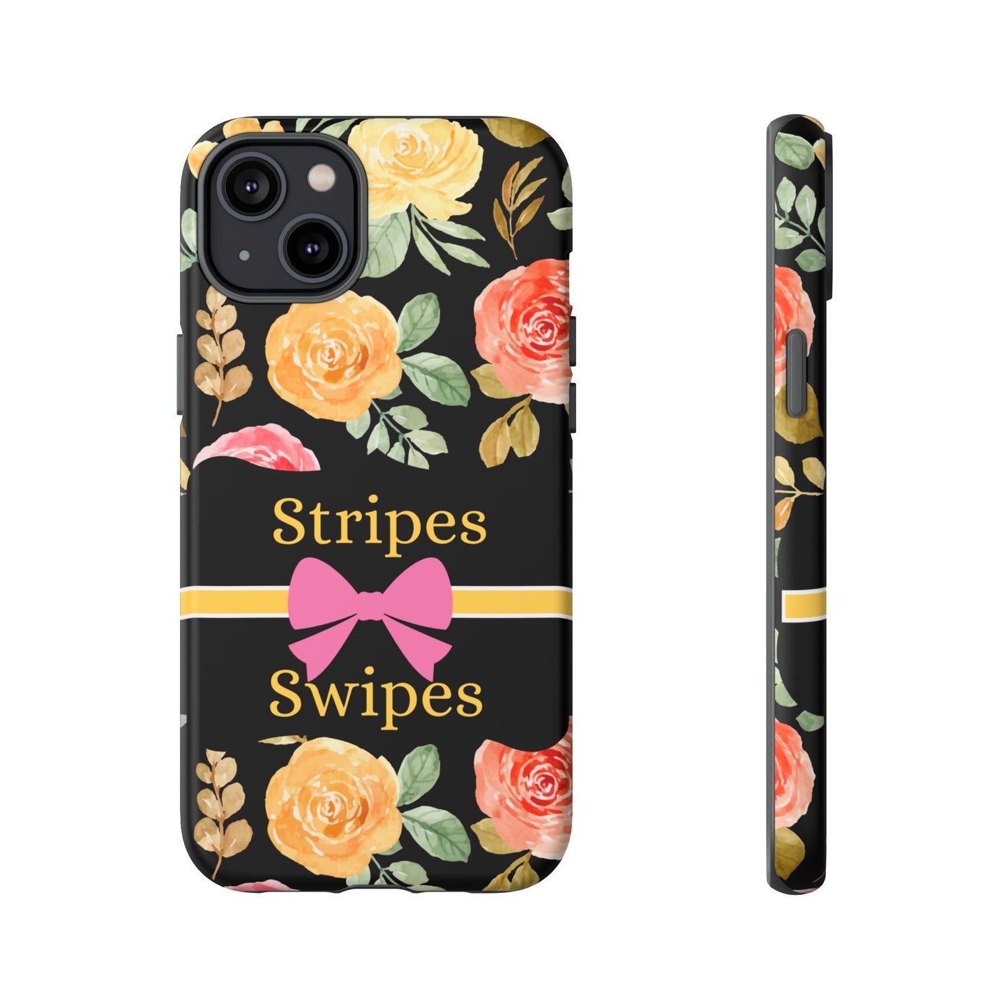 Phone Case iPhone 16/15/14 - Flowers Stripes & Swipes Tough Case