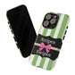 Phone Case iPhone 16/15/14 - Green/White Stripes & Swipes Tough Case