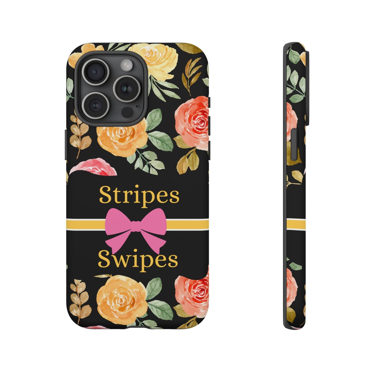 Phone Case iPhone 16/15/14 - Flowers Stripes & Swipes Tough Case