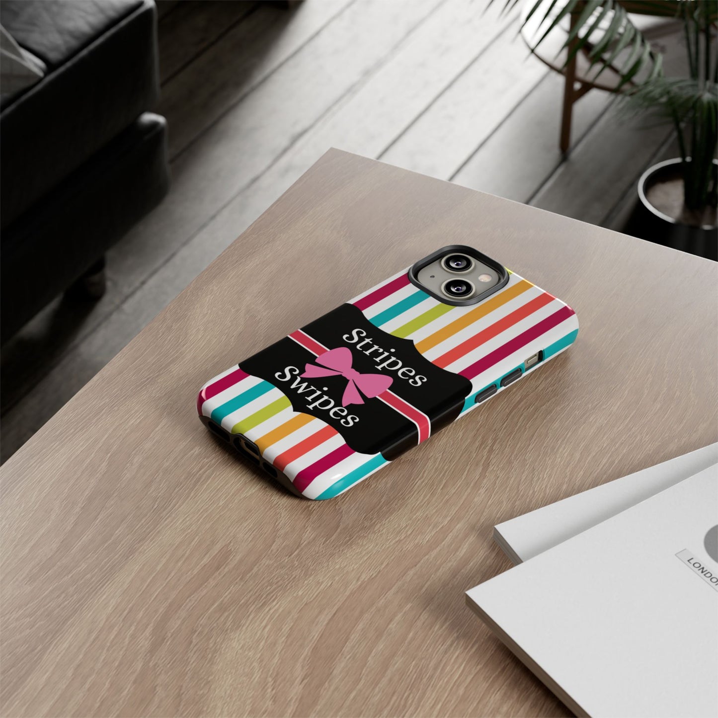 Phone Case iPhone 16/15/14 - Lollipop Stripes & Swipes Tough Case