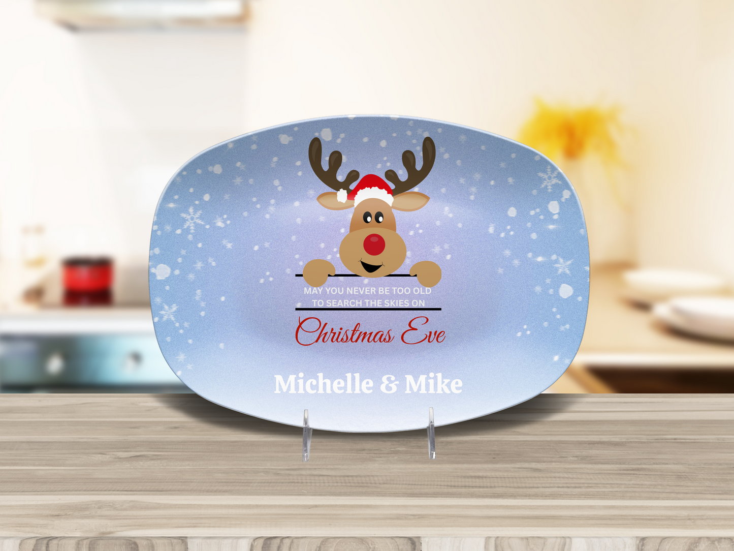Rudolph “Search the Skies” Personalized Christmas Platter