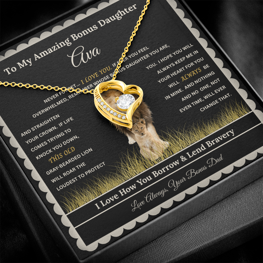 Personalized Daughter Heart Necklace with Message Card – Custom Name Gift for Daughter, Granddaughter, Bonus Daughter or Goddaughter