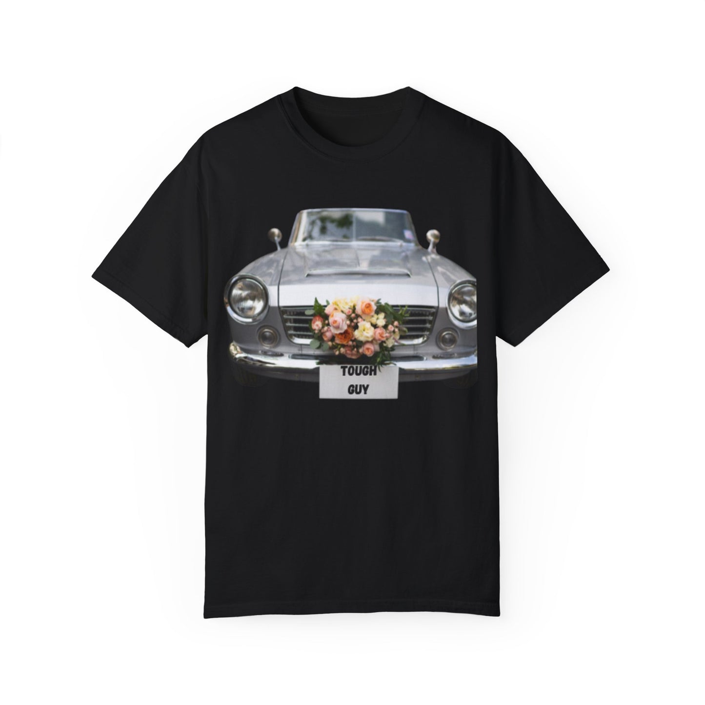 Men's T-Shirt Tough Guy Car with Flowers Design