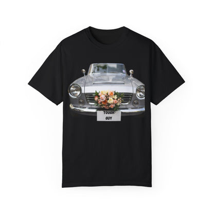 Men's T-Shirt Tough Guy Car with Flowers Design