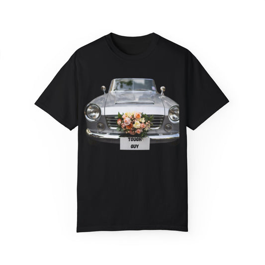 Men's T-Shirt Tough Guy Car with Flowers Design