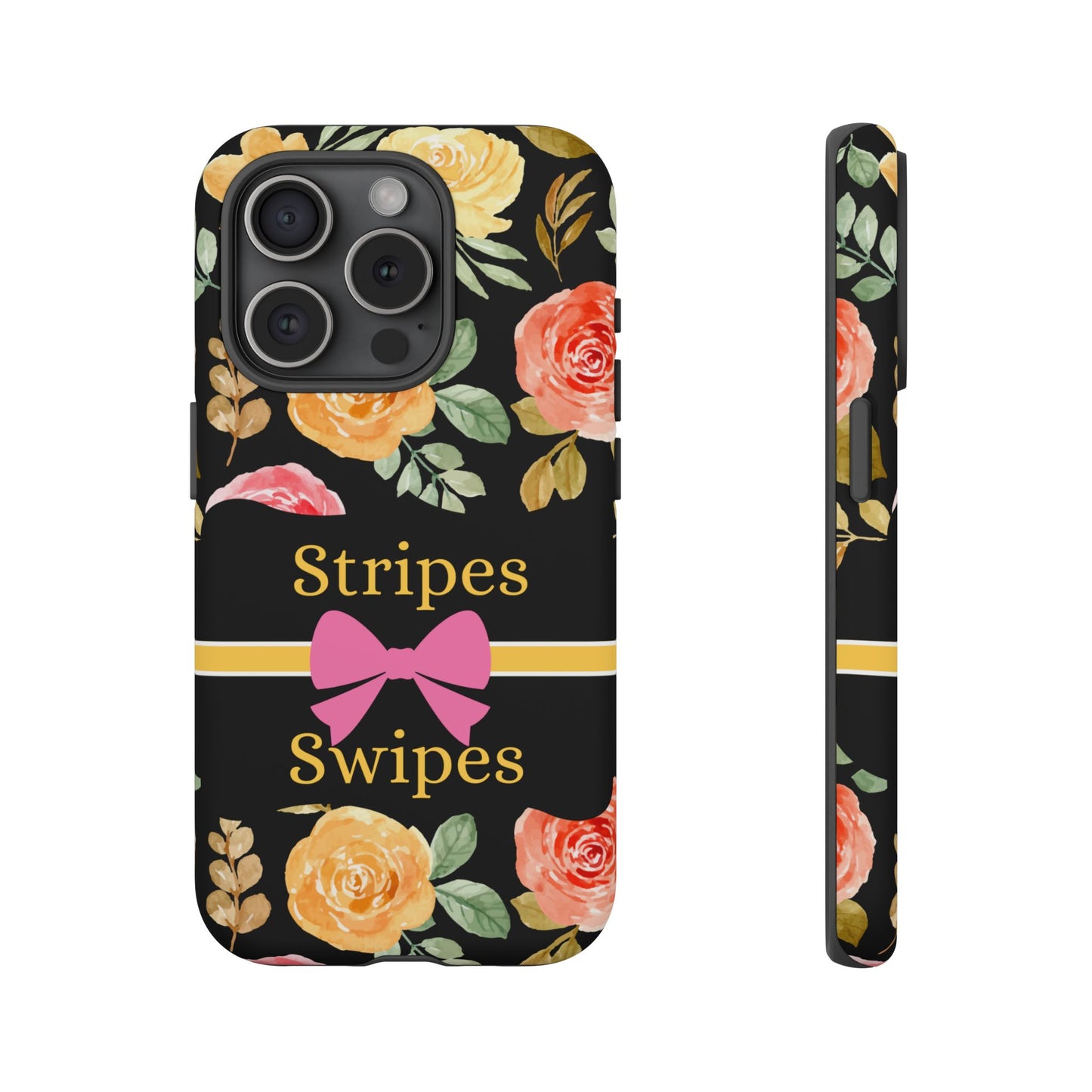 Phone Case iPhone 16/15/14 - Flowers Stripes & Swipes Tough Case