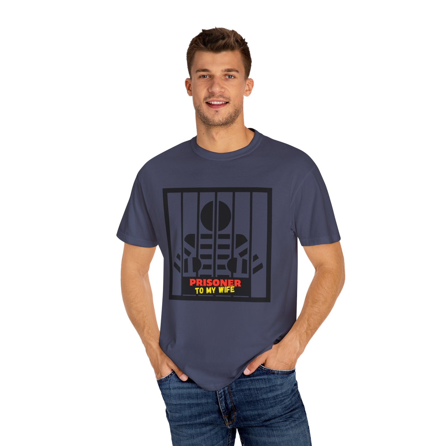 T-Shirt with 'Prisoner to My Wife' Design